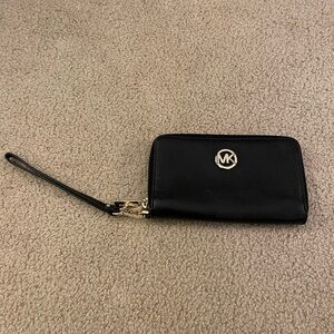 Michael Kors Black Leather Wallet Wristlet